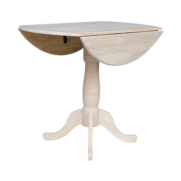 International Concepts Round 42 in Rd Dual Drop Leaf Pedestal Table, 41.5 inH, Unfinished, Ready to Finish, 42 in W, 42 in L K-42DPT-6B-2 - main